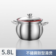 DFMEI 不鏽鋼湯鍋特厚大容量湯煲食品級多功能鍋帶蓋雙耳煲湯鍋蒸煮燉鍋, 1個, 食品鋼御湯煲【5.8L】, 如圖