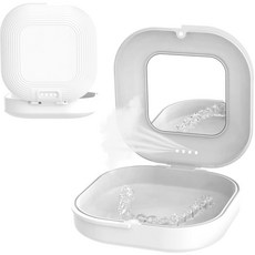 거울휴대용 유지장치 교정기 틀니 보관 케이스, 화이트(white)