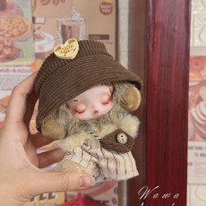 팝마트 스컬판다 인형옷 겨울교향곡시리즈 인형 의상, 15-17cm 착용 가능, 브라운 햇 3피스 세트