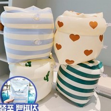 물놀이 팔 착용 부력 보조 튜브 성인 아동 수영 안전 하트 줄무늬 패턴 암링, 1개