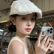 新款日系小衆毛邊前進帽女春夏百搭純色貝雷帽文藝復古報童畫家帽