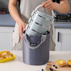 보온보냉 원형 도시락 런치백 직장인 보냉백 보온가방 소풍 통근 수납 보온도시락, 1개, 원형보냉가방 베이지