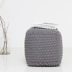 그레이 핸드메이드 코튼 니트 사각 좌식 푸프 스툴