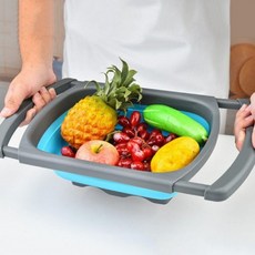 실리콘 주방 싱크대 개수대 접이식 길이조절 물빠짐 설거지통, 1개, 비아레 접이식개수대