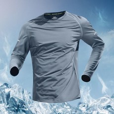 川月商行 男士冰絲長袖T恤，夏季薄款透氣速乾運動上衣