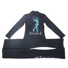 피겨연습복 훈련복 트레이닝복 스케이팅 상하의 바지 큐빅 트레이닝 기모 스케이트, 1개, 블랙 세트 플리스 안감