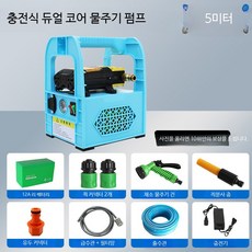 휴대용 충전식 워터펌프 농업용 자흡식 소형 물주입기 야외용, 12A 리튬 배터리 듀얼 펌프+5m호스+2노즐, 1개