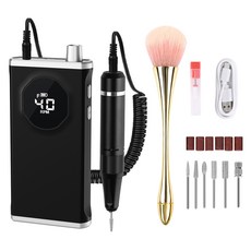 LOMESO 네일드릴기 전동 네일 머신 손톱 관리기 셀프 홈케어 젤네일드릴 전문 폴리셔, 검은색, 1개