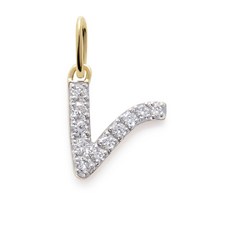 모니카비나더 14K 옐로 골드 V 다이아몬드 펜던트