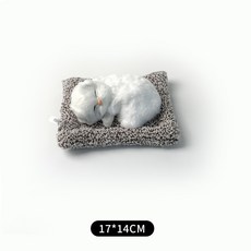 DFMEI 竹炭包仿真狗裝飾汽車車載內飾貓擺件車內用品手工創意新車吸異味, 1個, 小號白貓:不叫款