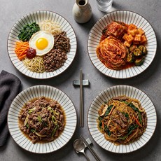 WHH 북유럽 원형 접시 예쁜 도자기그릇 홈 식기 파스타볼 세트, 라인, 4개