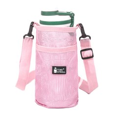 메쉬 포켓 물병가방 휴대용 텀블러 크로스백, 1개, 라이트핑크