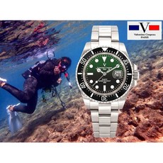 Valentino Coupeau 范倫鐵諾 高精密陶瓷外框 100M 水鬼錶 藍寶石水晶鏡面 黑框綠黑面