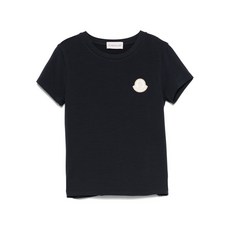 몽클레르 앙팡 로고 자수 패치 티셔츠