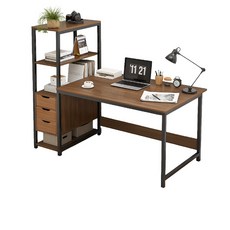 好的家居 簡約側櫃書桌 可左右交換 側架書桌 側櫃電腦桌 書桌電腦桌 側櫃辦公桌 電腦桌 書桌 辦公桌, 三抽120CM, 【拉絲黑橡木】