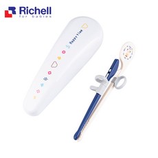 Richell 利其爾 兒童學習筷 第一階段 右手用 附收納盒 適用2.5歲以上, 1個, 藍色, 藍色
