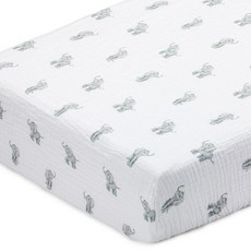 LollyBanks Fitted Crib Sheets 2 Pack Soft and Breathable 100% Cotton Muslin Crib Sheets Neutral, Ele-phantastic Day
