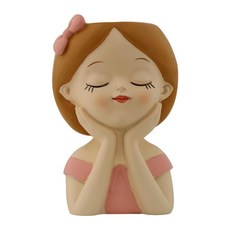 YSSHOP 귀여운 소녀 화분 꽃꽂이 탁상 장식 만화 컬렉션 장식용 화분 수지 꽃병 복도 거실용, 스타일 C