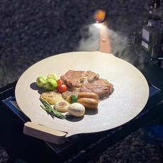 전용가방/손잡이 포함 스텐락 라이팅 그리들 36cm 국내생산 테프론코팅 캠핑그릴 LED 솥뚜껑불판 무쇠그리들 원형 캠핑 인덕션 고기그릴, 1개