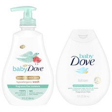 Dove Baby Sensitive 스킨 케어 번들 - 저자극성 워시 & 베이비 로션 무향 수분 선물 세트 368.5g(13온스) 각 (2피스 세트)