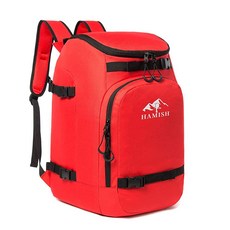 HAMISH 스키 부츠 백 50L 방수 대용량 가방 백팩 스노우보드 여행용 경량 헬멧 고글 장갑 스키 및 액세서리용, 레드