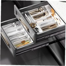 길이 조절 서랍 수저 포크 나이프 정리 트레이 주방 싱크대 식기 보관 정리함, 1개, 중형