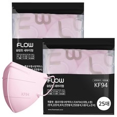 FLOW 슬림핏 KF94 새부리형 마스크 유아용 초소형 ( ~5세), 핑크, 2개, 25매입