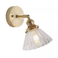 HUGO LIGHTING 日式復古黃銅壁燈 輕奢過道走廊燈 法式全銅客廳入戶燈 北歐臥室床頭燈, 加購純燈玻璃燈罩 無燈座玻璃直徑15cm,不含燈泡