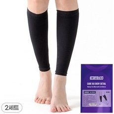 케어릭스 1등급 의료용 압박스타킹 국산 편안한 착용감 블랙, 종아리/무릎형, 2개