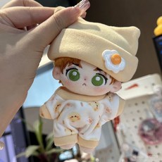 臺灣出貨 10cm娃衣 棉花娃娃睡衣 娃娃衣服 無屬性正常星體可穿 可愛娃衣 10公分娃衣 棉花娃娃 娃娃換裝 娃衣, 1個, 綿綿雞【帽子+連體褲+黑色眼鏡】,10cm娃衣-不含娃