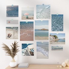 데일리스너그 블루 바다 파도 감성 엽서 미니 포스터 + 스티커 증정 16p 구성, 엽서 패키지 16p - 바다 ver.1