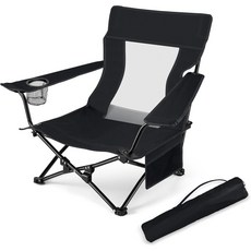 접이식 캠핑 의자 + 보관 가방 가볍고 휴대하기 편한 야외용 캠핑 해변 낚시 피크닉 의자 세트, 1개, 검은색