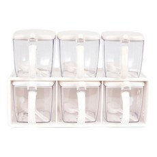 Smoa 투명 손잡이 2단 양념통 화이트 6개 1세트 조미료통 smoa*011579001EA sou+0649Oh