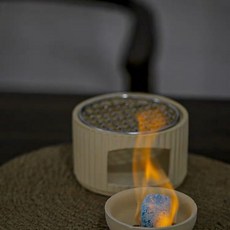 Shark家具 罐罐奶茶壺迷你幹燒小炭爐 圍爐煮茶固體酒精燈蠟燭爐, 陶小炭爐+烤網+炭碗