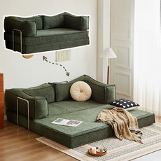 아이엠알 접이식 소파베드 패브릭 확장형 침대소파겸용 좁은공간 원룸 코듀로이, 다크그린