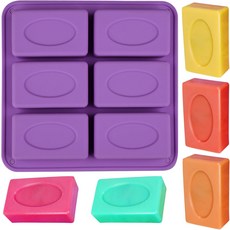 실리콘 비누 몰드 6 캐비티 직사각형 홈메이드 크래프트 로션 바 케이크 아이스 큐브사이즈 3.35 x 1.97 인치, Flower