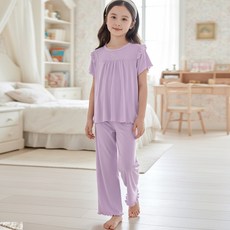 달콩슈 여아용 프릴 잠옷 상하의 세트 바지 파자마 주니어 아동 DKP906