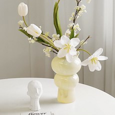 쌍문상회 지금 필요한 화병 이쁜꽃병 조화꽃병 유리화병 유리꽃병 빈티지화병 꽃병 항아리꽃병 엔틱화병 크림 도넛 인테리어꽃병 31872EA, 본상품