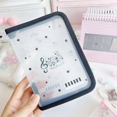 미소데이샵 A6 일러스트 파일 보관함 지퍼 스티커 정리 다용도 다꾸 문구, 1개, 뮤직