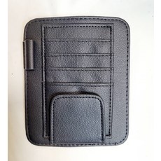 汽車遮陽板卡夾/CD包，人造皮革材質，黑色, 黑色, 1個