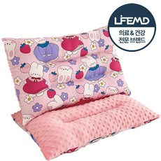 라이프엠디 빨아쓰는 어린이 순면 베개 일체형 목편한 숙면 꿀잠 솜베개 애니멀 애착 수면 배게 통째로 세탁하는 코튼베개 사계절용, 핑크래빗 핑크래빗