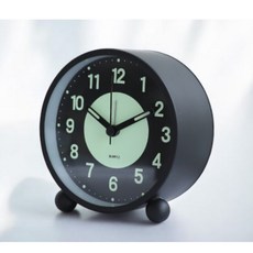 레트로 저소음 야광 알람시계 탁상시계, 블랙