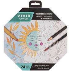 Brea Reese Vivid by Reese: 혼합 미디어 컬러링 패드 - 팔각형 8가지 패턴 디자인의 24가지 모양 시트 페인트 마커용 아트 페이퍼 페이지 색연필, Octagon