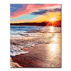 DIY캔버스페인팅 명화그리기 액자 그림 세트 유화 - 풍경 40x50, L135_오로라 선셋, 1개