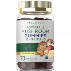 Carlyle 버섯 보충제 젤리 | 비건 젤리 70개 | 10-in-1 블렌드 | GMO 프리 글루텐 프리, 1개