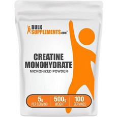 BulkSupplements.com 여성용 크레아틴 모노하이드레이트 파우더 보디 빌딩 및 마이크로나이즈 셔플리먼트 운동 전 섭취 500g 184228, 1개