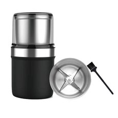 【GAARii】可拆卸清洗內杯 304不鏽鋼咖啡磨豆機 附贈110V研磨機 適用於中藥材磨粉 多功能家用磨粉機, 霧黑色 (一字刀)+加購內鋼杯(雙葉刀), 1個, 100G