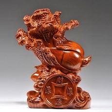 黑檀木花梨木 白菜百財擺件 整木精雕 高度18cm 28cm 38cm, 如圖所示, 1個