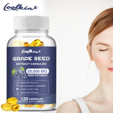 Coolkin's 葡萄籽萃取膠囊 20 000MG 高濃度 支援免疫與抗氧化, 120 CAPSULES