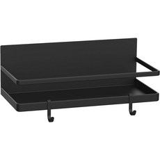 티포텐 마그네틱 스파이스 랙 2개의 탈착식 후크가 있는 강력한 선반 작은 주방아파트를 위한 완벽한 공간 절약기 향신료 병 음료를 보관할 수 멋진 금속 캐비닛블랙, Black, 1